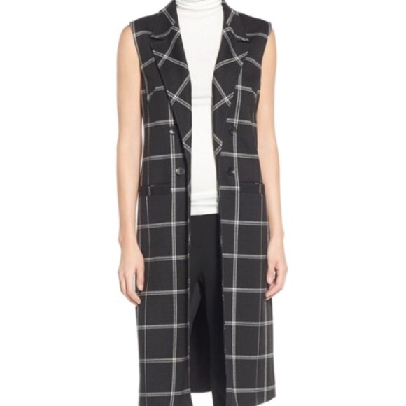 Halogen Waistcoat Suit Vest Long Sleeveless Blazer Jacket Duster Coat Sz M NEW - Picture 2 of 13